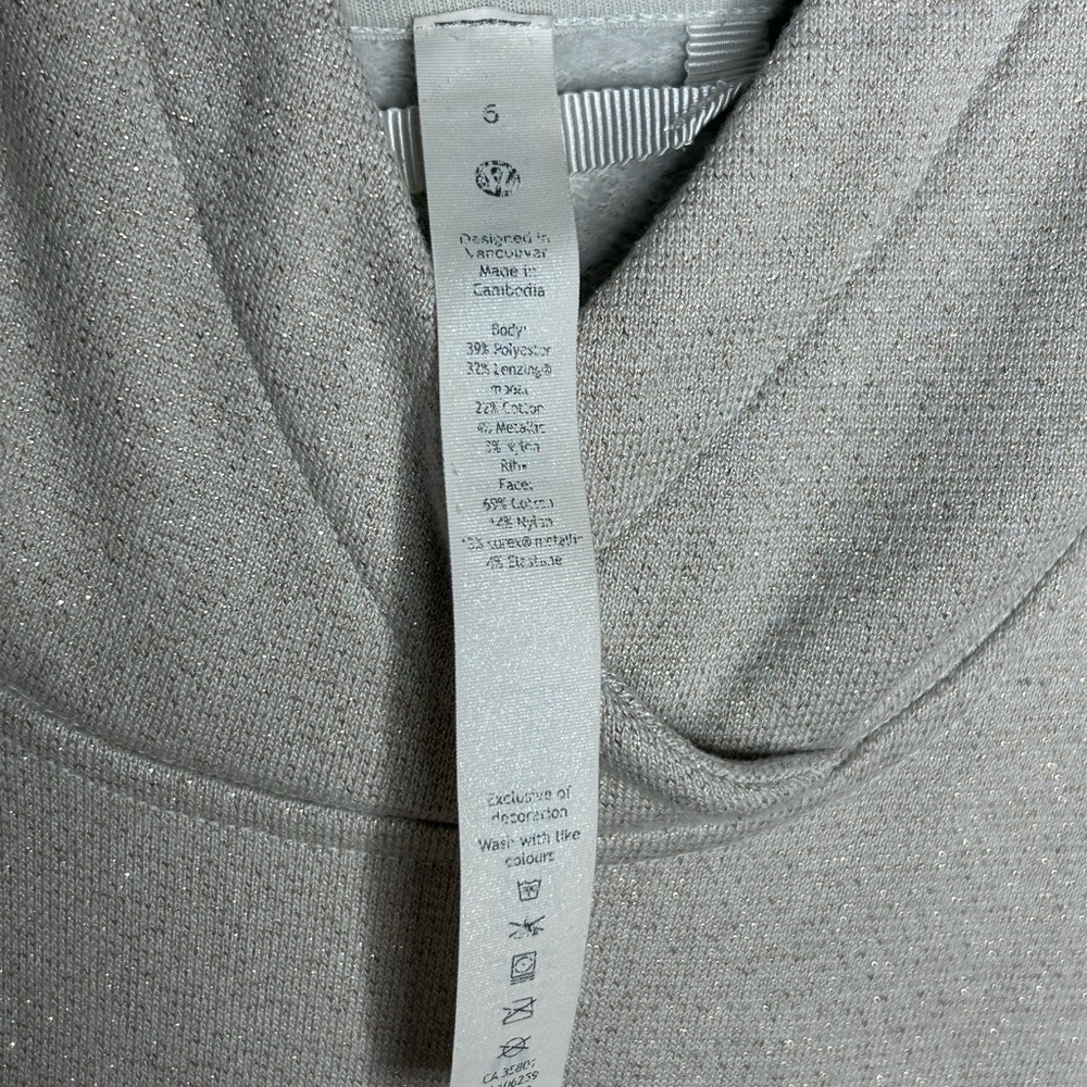 Lululemon Bone Gold Sparkle Cropped Pullover Hoodie - Picture 9 of 10